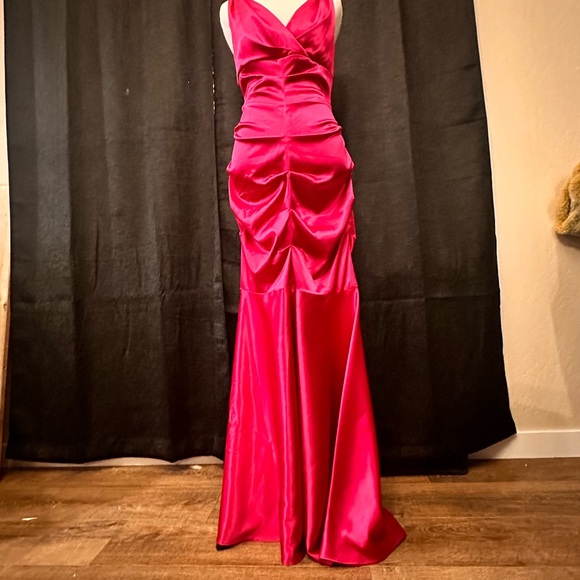 CACHE SATIN PINK MERMAID SEXY FORMAL GOWN Shaping Slimming Prom dress - Picture 5 of 13